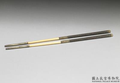 图片[2]-Silver ivory-inlaid chopsticks with wooden handles, Qing dynasty, 18th-19th century-China Archive